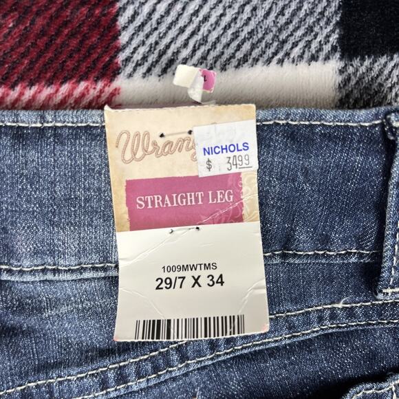Wrangler Jeans Womens 29/7x34 Straight Leg Mid Rise Dark Wash 1009MWTMS - Picture 3 of 11